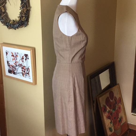 TOCCA size 6 Classic Plaid Fitted Sheath Tank Dress Brown/Tan Subdued Print EUC - Picture 2 of 8